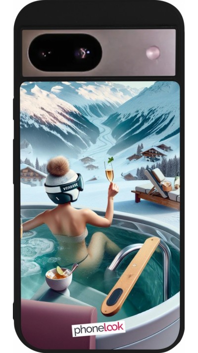 Coque Google Pixel 8a - Silicone rigide noir Montagne Glamour Jacuzzi