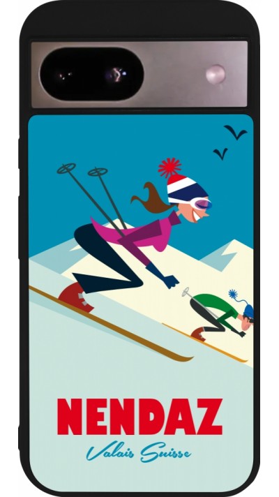 Coque Google Pixel 8a - Silicone rigide noir Nendaz Ski Downhill