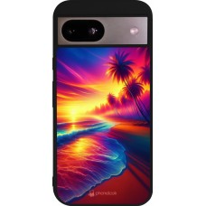 Google Pixel 8a Case Hülle - Silikon schwarz Strand Sonnenuntergang auffällig