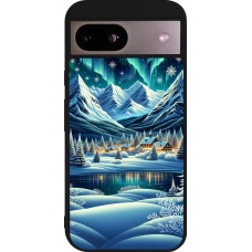 Google Pixel 8a Case Hülle - Silikon schwarz Verschneites Bergdorf am See in der Nacht