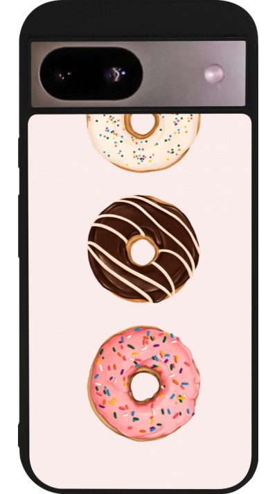 Coque Google Pixel 8a - Silicone rigide noir Spring 23 donuts