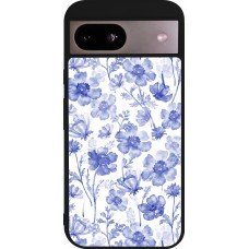 Google Pixel 8a Case Hülle - Silikon schwarz Spring 23 watercolor blue flowers