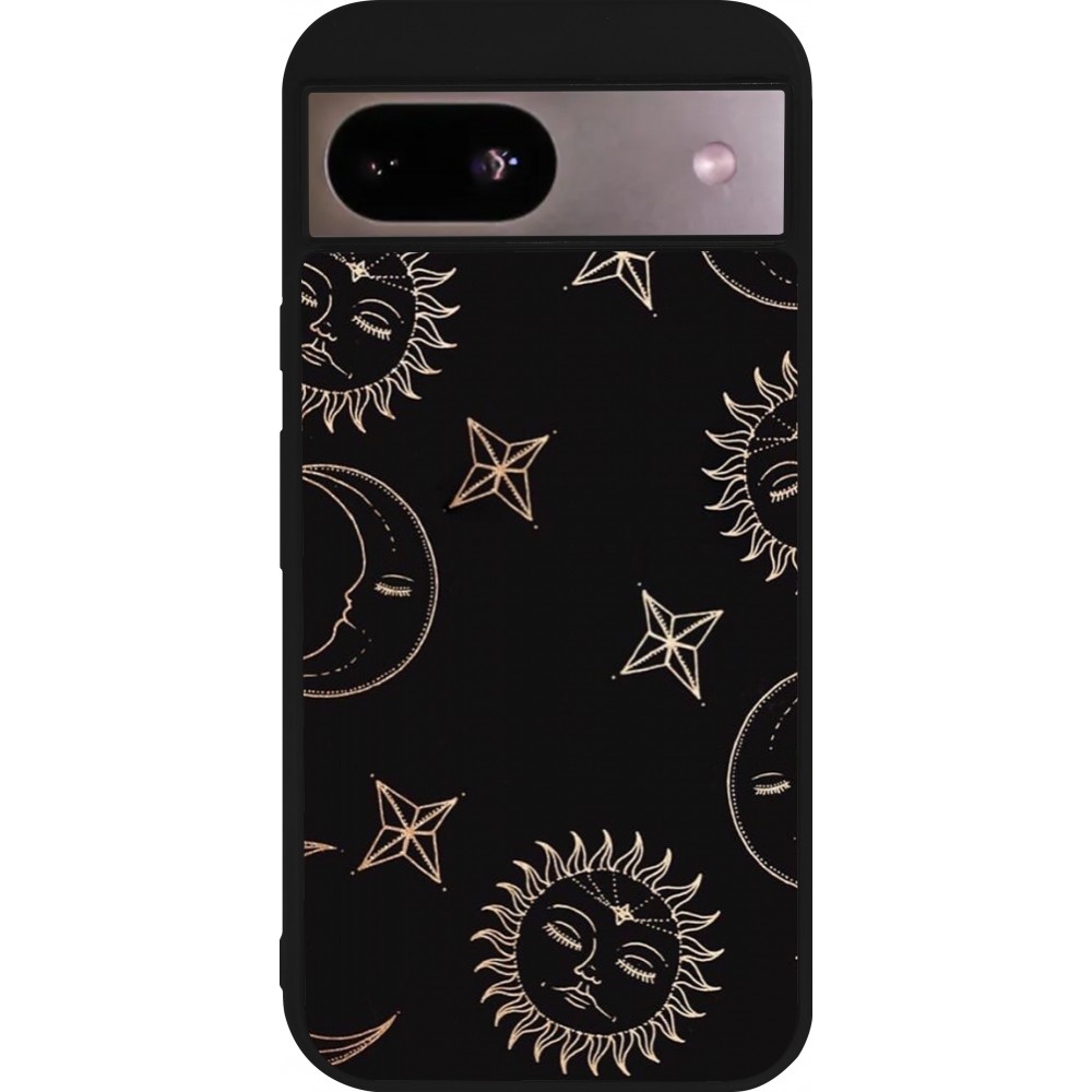 Google Pixel 8a Case Hülle - Silikon schwarz Suns and Moons