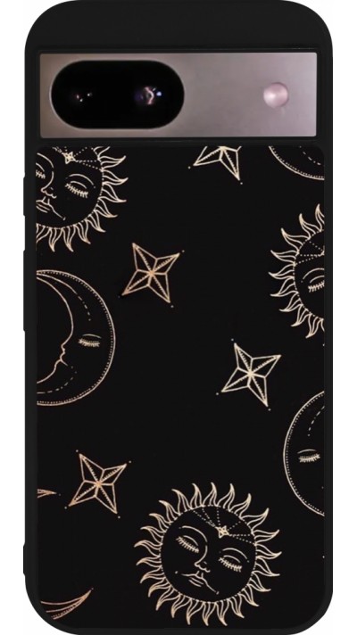 Google Pixel 8a Case Hülle - Silikon schwarz Suns and Moons