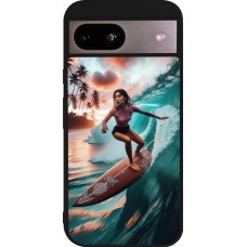 Google Pixel 8a Case Hülle - Silikon schwarz Surferin aus Bali