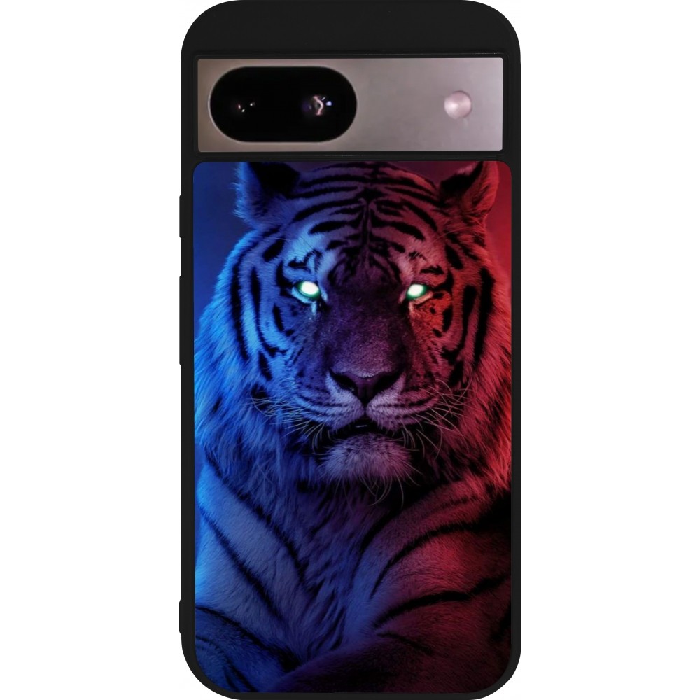 Google Pixel 8a Case Hülle - Silikon schwarz Tiger Blue Red