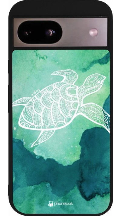 Google Pixel 8a Case Hülle - Silikon schwarz Turtle Aztec Watercolor