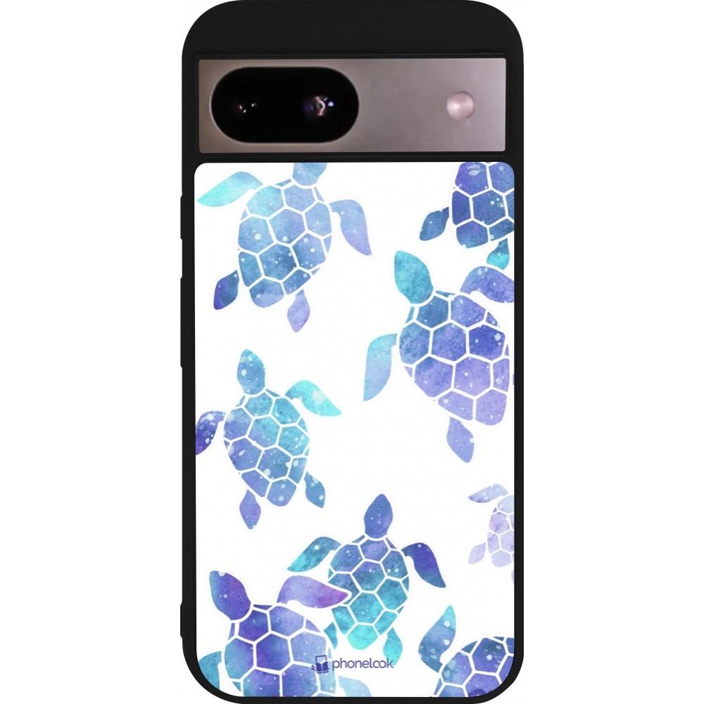 Google Pixel 8a Case Hülle - Silikon schwarz Turtles pattern watercolor