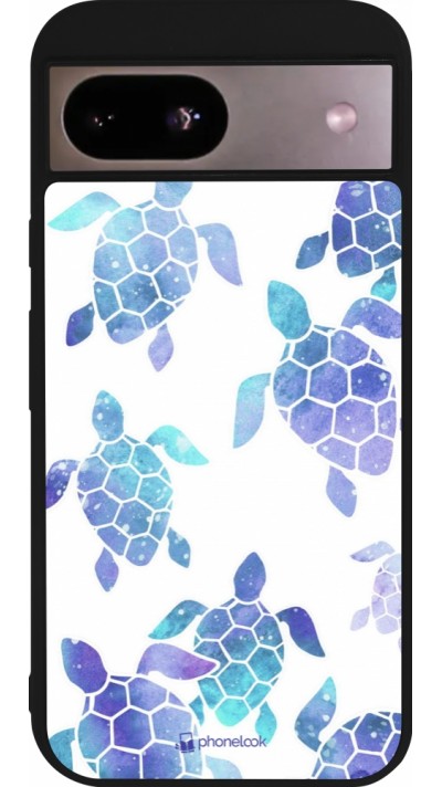 Google Pixel 8a Case Hülle - Silikon schwarz Turtles pattern watercolor