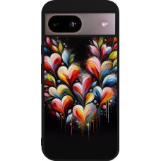 Google Pixel 8a Case Hülle - Silikon schwarz Valentin 2024 Schwarzes Herz Abstrakt