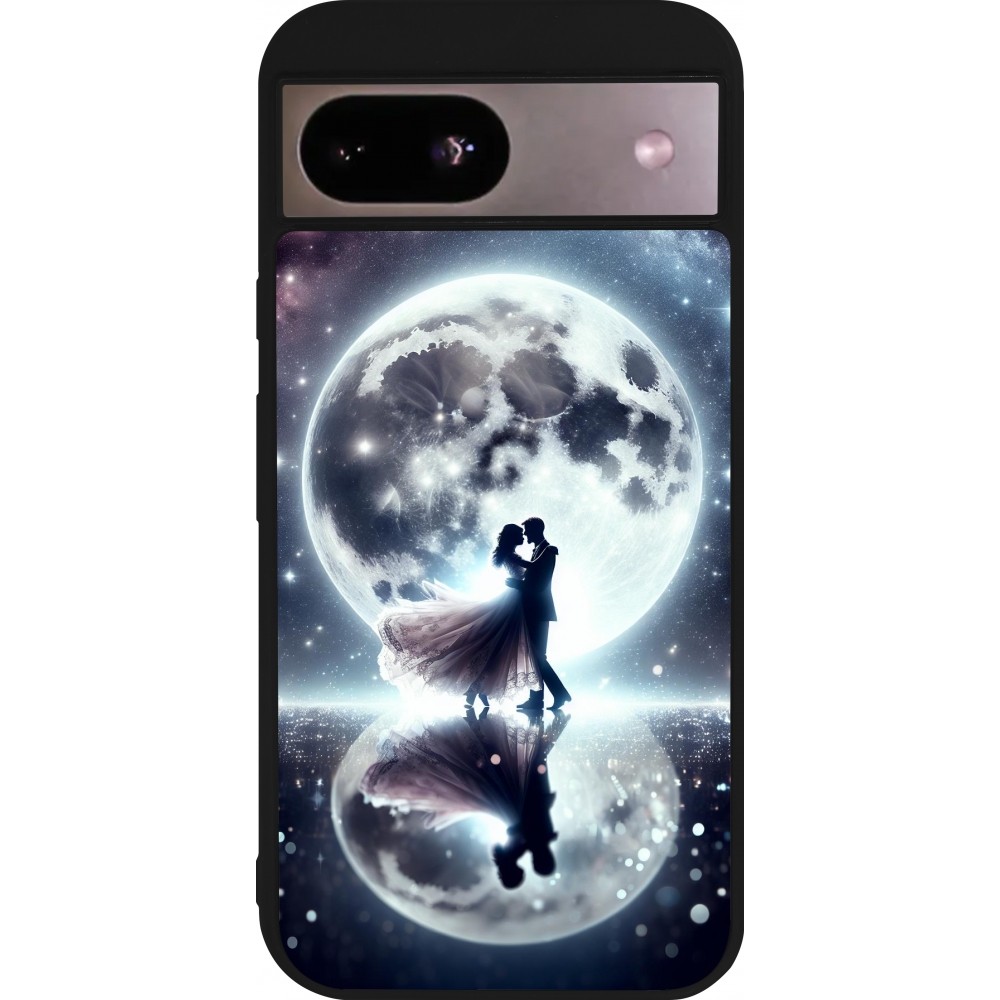 Google Pixel 8a Case Hülle - Silikon schwarz Valentin 2024 Liebe unter dem Mond