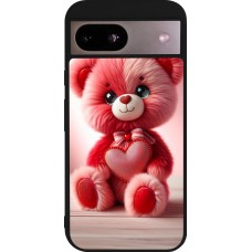 Google Pixel 8a Case Hülle - Silikon schwarz Valentin 2024 Rosaroter Teddybär