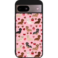 Google Pixel 8a Case Hülle - Silikon schwarz Valentine 2024 puppy love