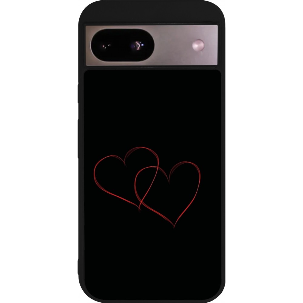 Google Pixel 8a Case Hülle - Silikon schwarz Valentine 2023 attached heart