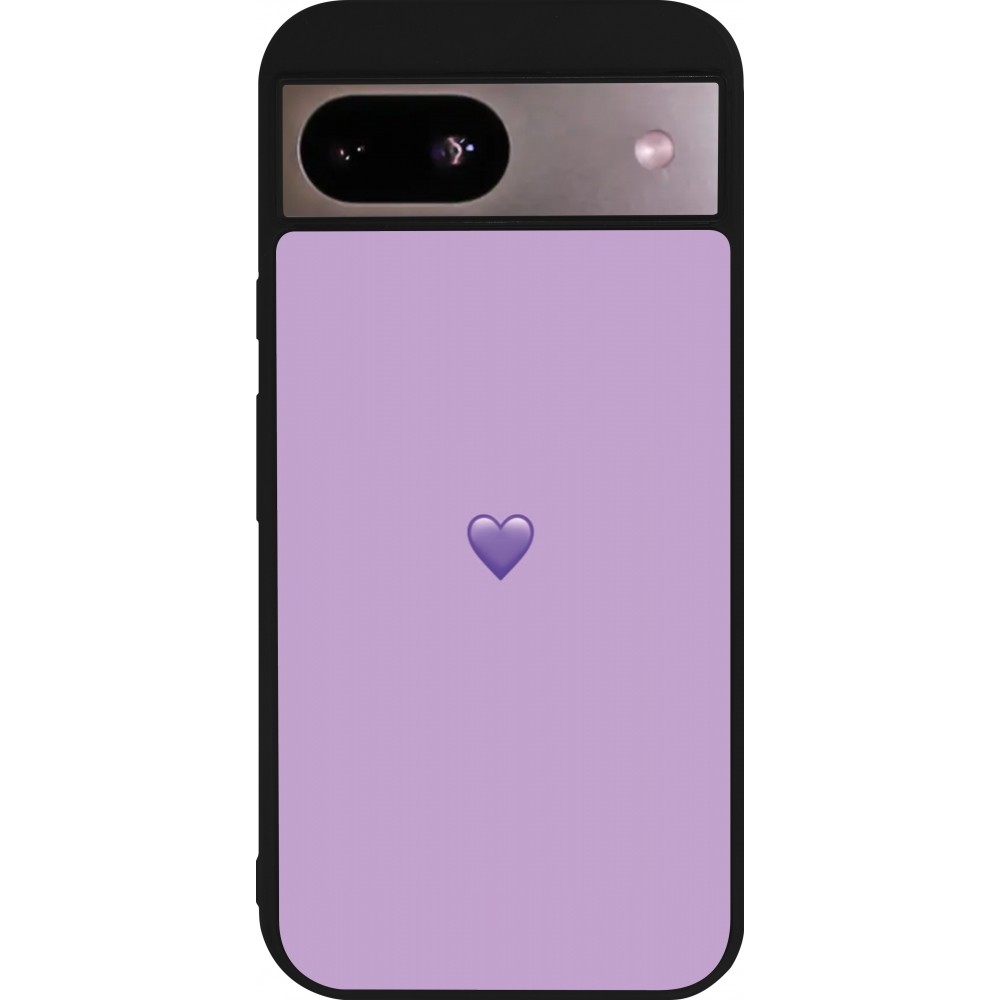 Google Pixel 8a Case Hülle - Silikon schwarz Valentine 2023 purpule single heart