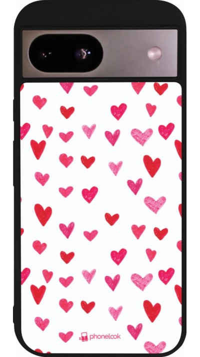 Google Pixel 8a Case Hülle - Silikon schwarz Valentine 2022 Many pink hearts