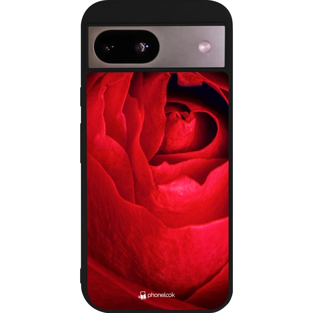 Google Pixel 8a Case Hülle - Silikon schwarz Valentine 2022 Rose