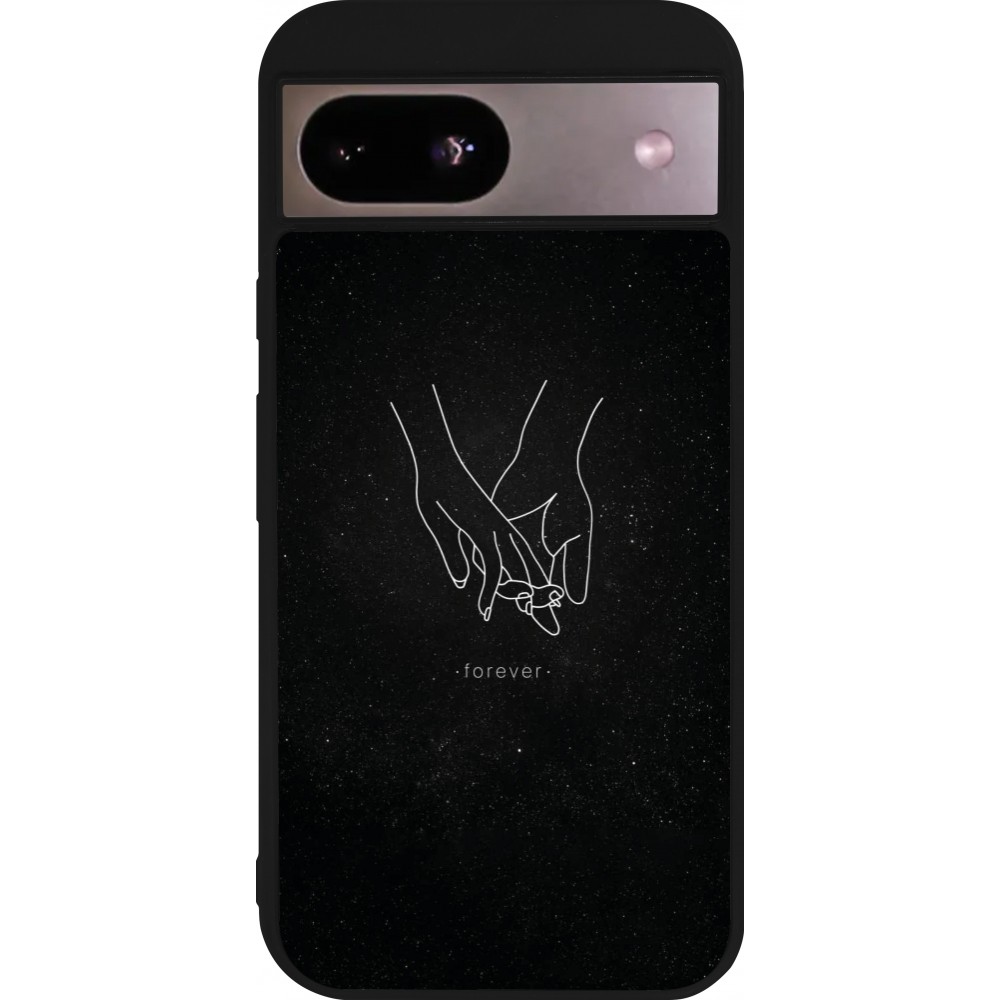 Google Pixel 8a Case Hülle - Silikon schwarz Valentine 2023 hands forever