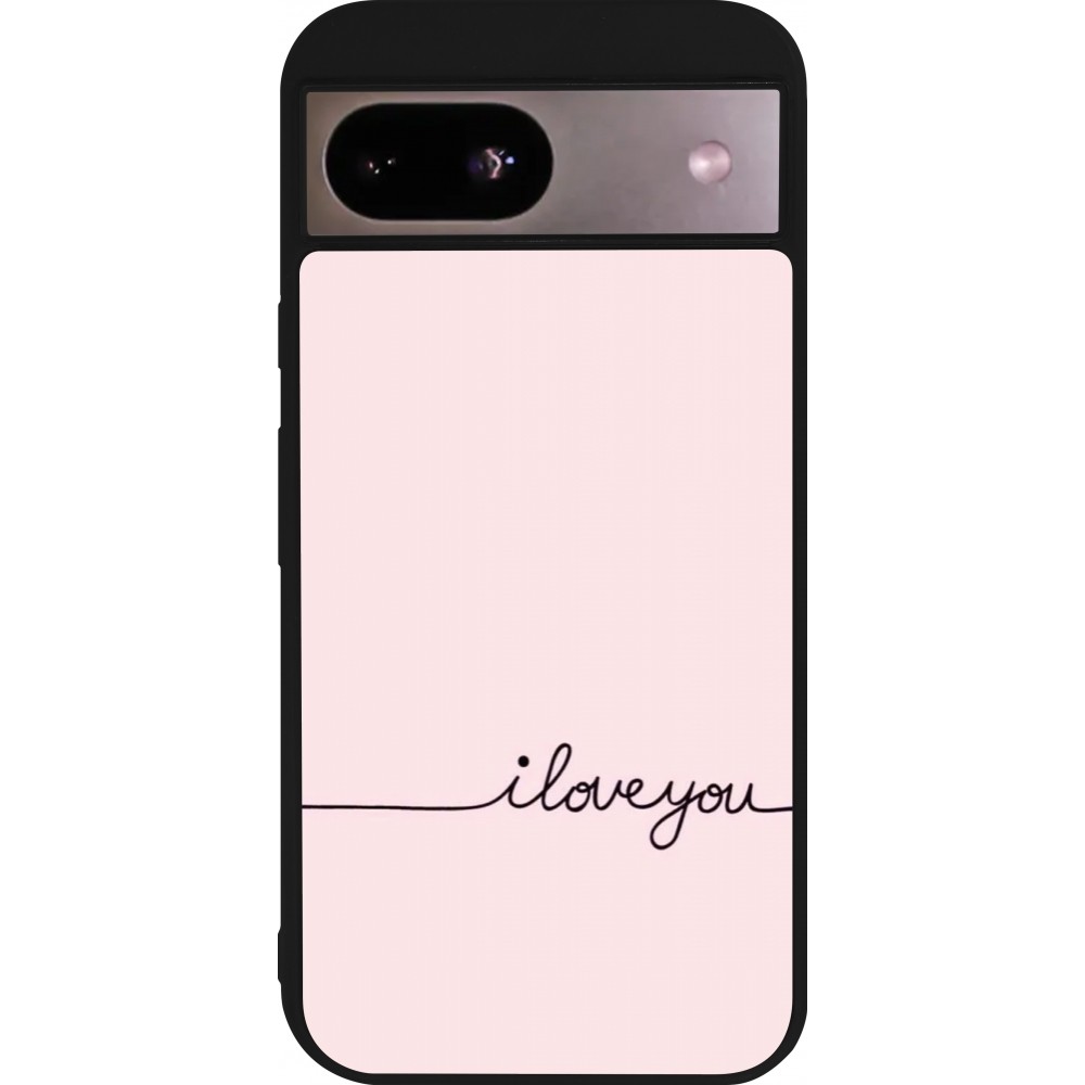 Google Pixel 8a Case Hülle - Silikon schwarz Valentine 2023 i love you writing