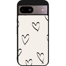 Google Pixel 8a Case Hülle - Silikon schwarz Valentine 2023 minimalist hearts