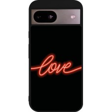 Google Pixel 8a Case Hülle - Silikon schwarz Valentine 2023 neon love