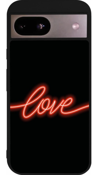 Google Pixel 8a Case Hülle - Silikon schwarz Valentine 2023 neon love