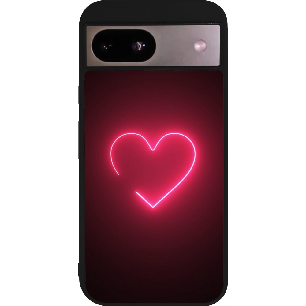 Google Pixel 8a Case Hülle - Silikon schwarz Valentine 2023 single neon heart