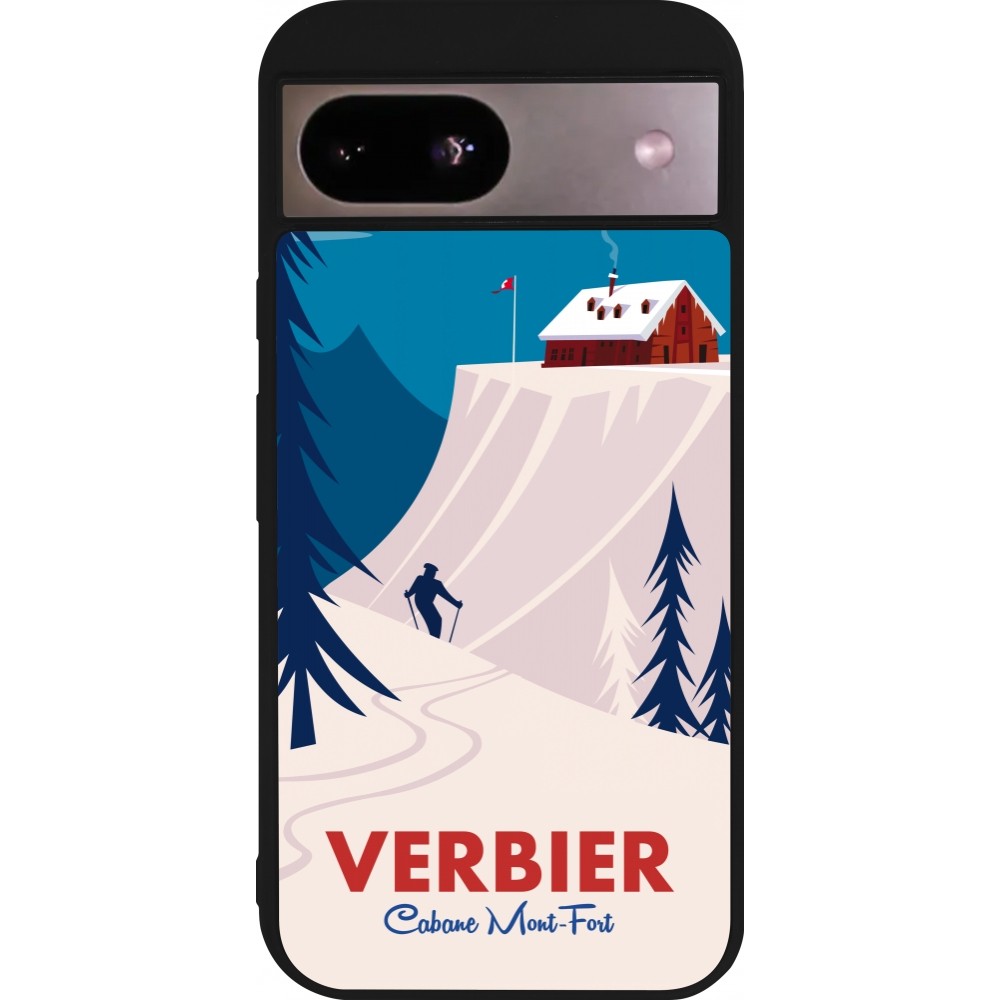 Google Pixel 8a Case Hülle - Silikon schwarz Verbier Cabane Mont-Fort