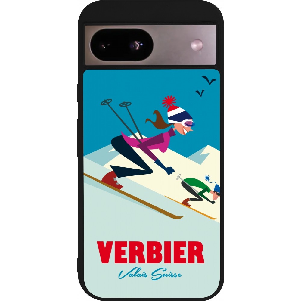 Google Pixel 8a Case Hülle - Silikon schwarz Verbier Ski Downhill