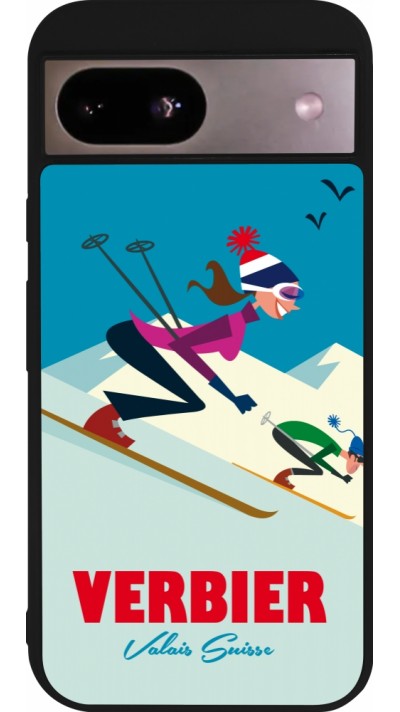 Google Pixel 8a Case Hülle - Silikon schwarz Verbier Ski Downhill