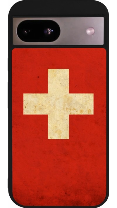 Google Pixel 8a Case Hülle - Silikon schwarz Vintage Flag SWISS