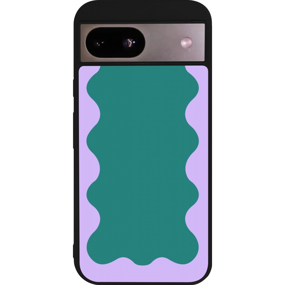 Google Pixel 8a Case Hülle - Silikon schwarz Wavy Rectangle Green Purple