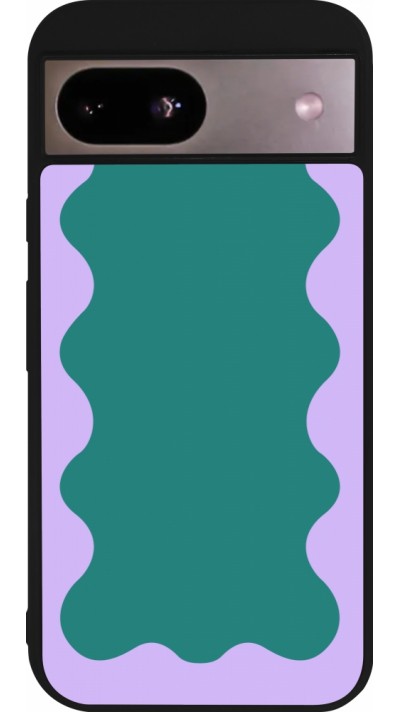 Google Pixel 8a Case Hülle - Silikon schwarz Wavy Rectangle Green Purple