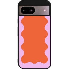 Google Pixel 8a Case Hülle - Silikon schwarz Wavy Rectangle Orange Pink