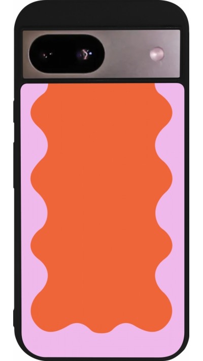 Google Pixel 8a Case Hülle - Silikon schwarz Wavy Rectangle Orange Pink