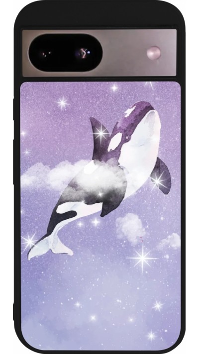 Google Pixel 8a Case Hülle - Silikon schwarz Whale in sparking stars