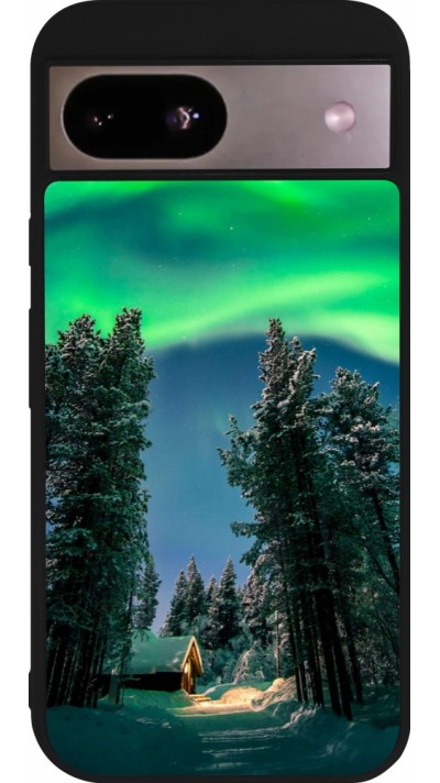 Google Pixel 8a Case Hülle - Silikon schwarz Winter 22 Northern Lights