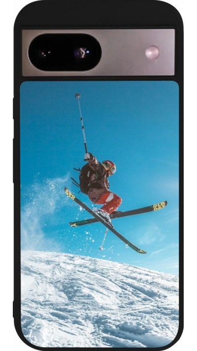 Google Pixel 8a Case Hülle - Silikon schwarz Winter 22 Ski Jump