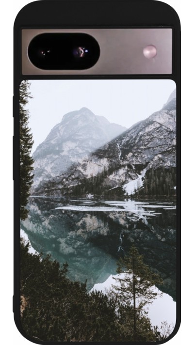 Google Pixel 8a Case Hülle - Silikon schwarz Winter 22 snowy mountain and lake