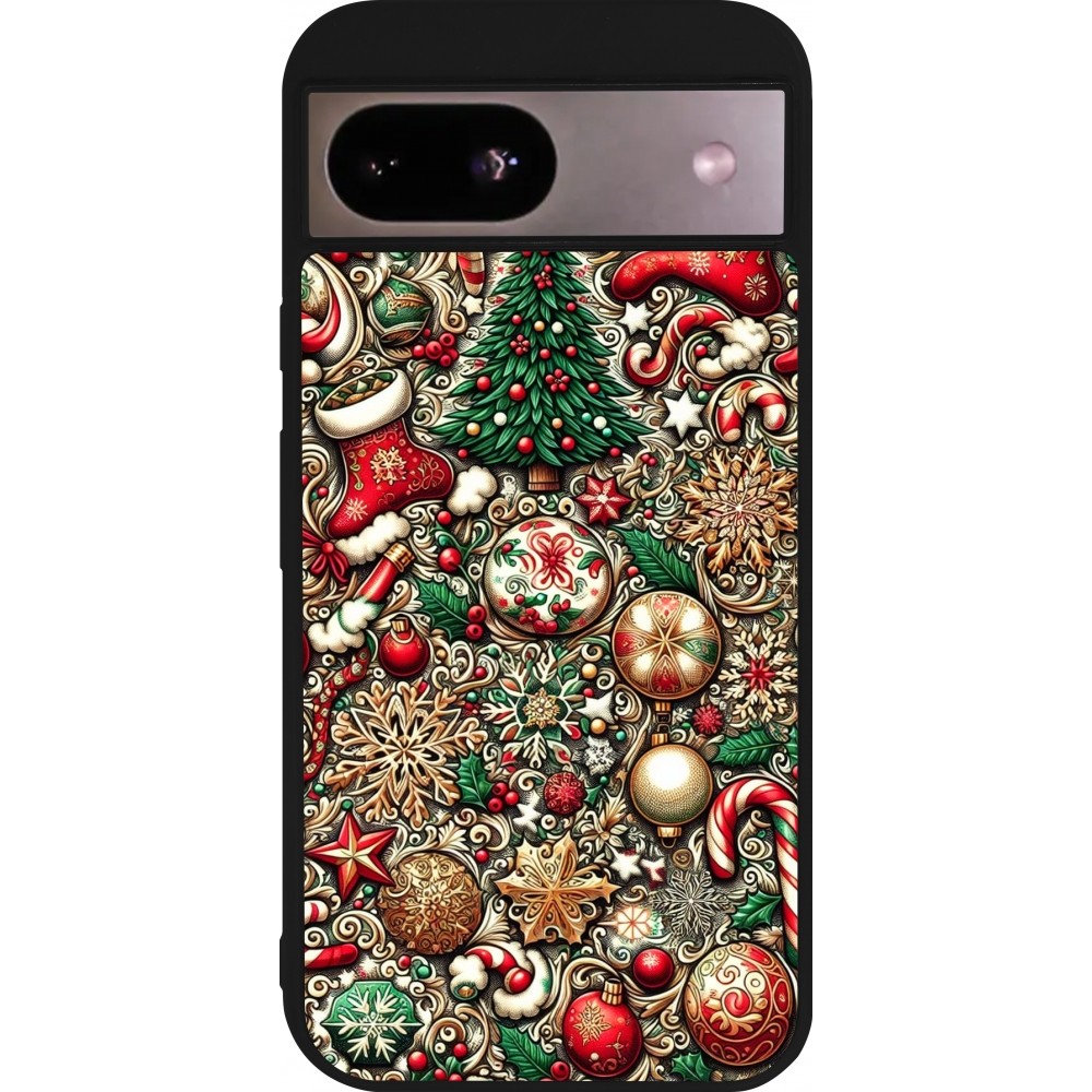 Google Pixel 8a Case Hülle - Silikon schwarz Weihnachten 2023 Mikromuster