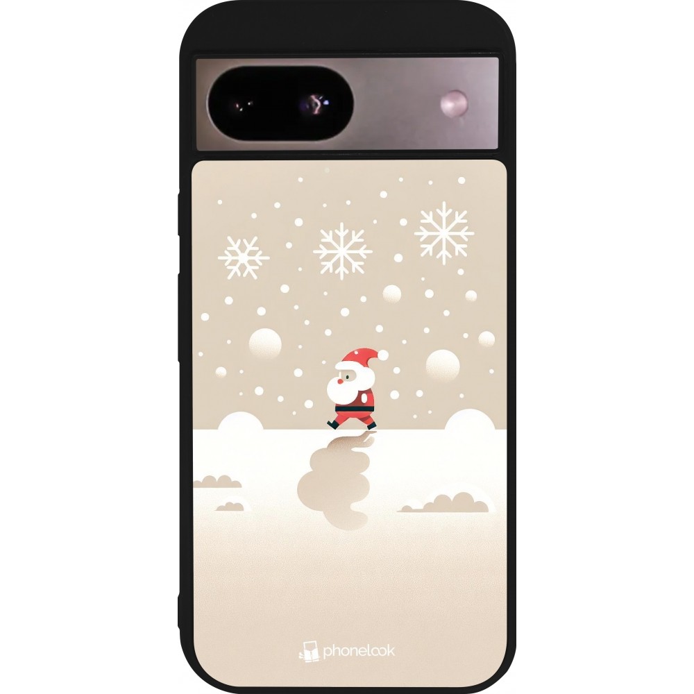 Google Pixel 8a Case Hülle - Silikon schwarz Weihnachten 2023 Minimalistischer Weihnachtsmann