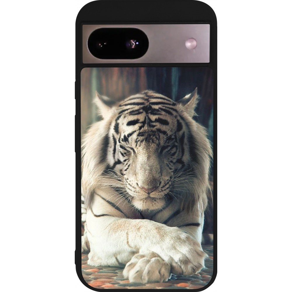 Google Pixel 8a Case Hülle - Silikon schwarz Zen Tiger