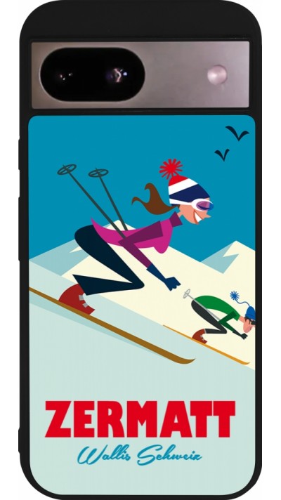 Google Pixel 8a Case Hülle - Silikon schwarz Zermatt Ski Downhill