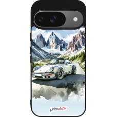 Google Pixel 9 / Pixel 9 Pro Case Hülle - Silikon schwarz Porsche 911 Berg Aquarell