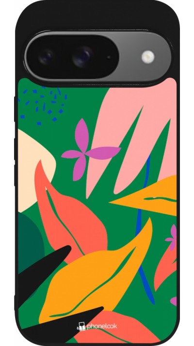 Google Pixel 9 / Pixel 9 Pro Case Hülle - Silikon schwarz Abstract Jungle