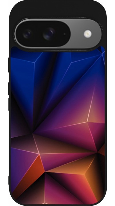 Google Pixel 9 / Pixel 9 Pro Case Hülle - Silikon schwarz Abstract Triangles 