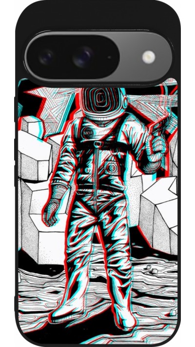 Google Pixel 9 / Pixel 9 Pro Case Hülle - Silikon schwarz Anaglyph Astronaut