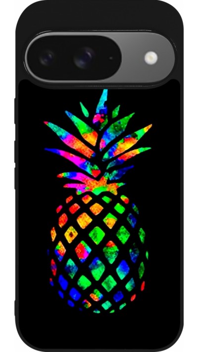 Google Pixel 9 / Pixel 9 Pro Case Hülle - Silikon schwarz Ananas Multi-colors