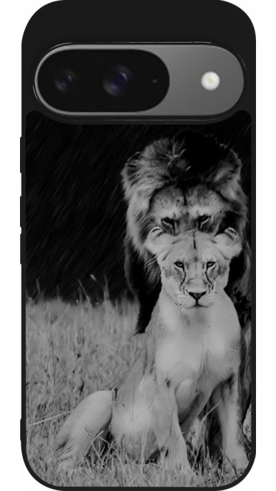 Google Pixel 9 / Pixel 9 Pro Case Hülle - Silikon schwarz Angry lions