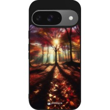 Google Pixel 9 / Pixel 9 Pro Case Hülle - Silikon schwarz Herbstlicher goldener Glanz